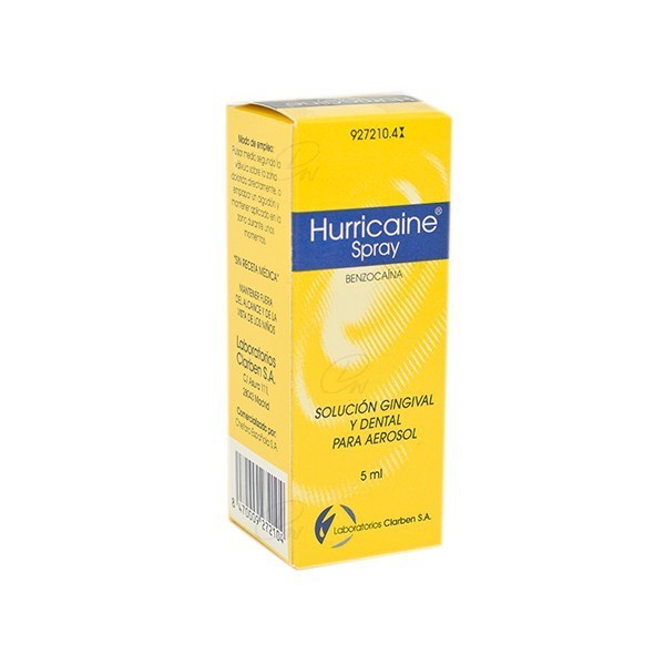 HURRICAINE SPRAY 200 mg/ml SOLUCION PARA PULVERIZACION BUCAL, 1 frasco de 5 ml