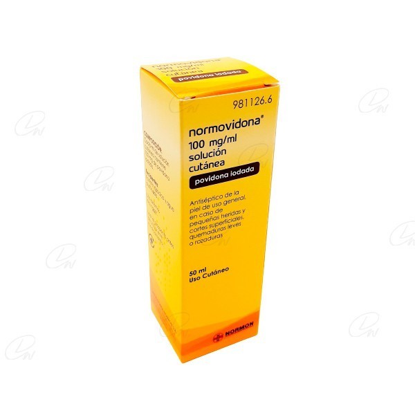NORMOVIDONA 10 g/100 ml SOLUCION CUTANEA, 1 frasco de 50 ml