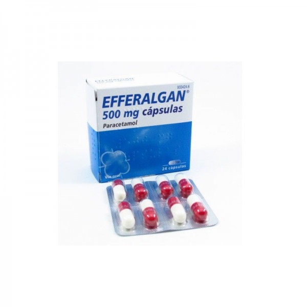EFFERALGAN 500 mg CAPSULAS, 24 cápsulas