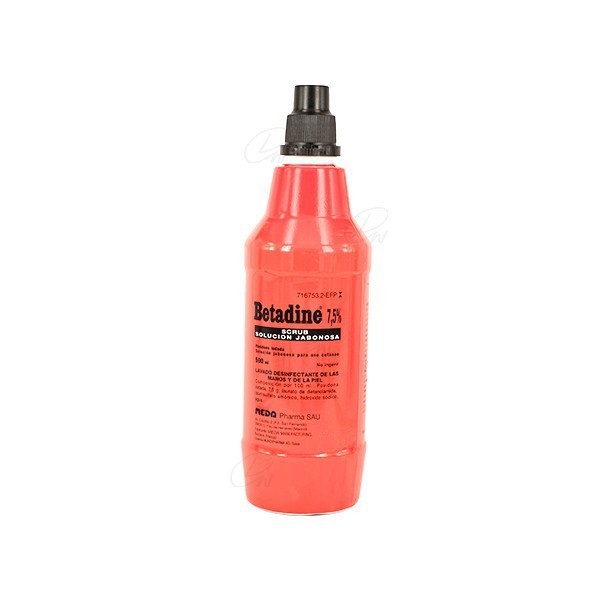 BETADINE  7,5% SCRUB SOLUCION JABONOSA, 1 frasco de 500 ml