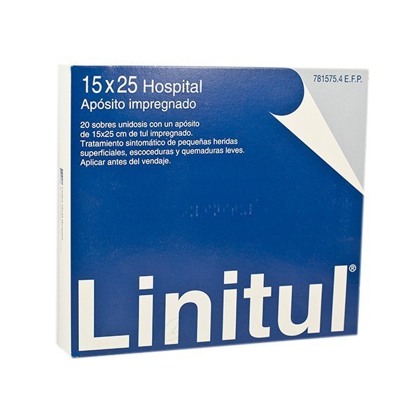 LINITUL APOSITO IMPREGNADO, 20 apósitos de 15 x 25 cm