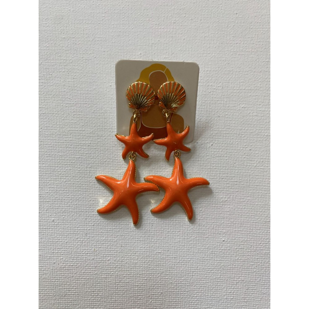 PENDIENTES ESTRELLA MARINA NARANJA