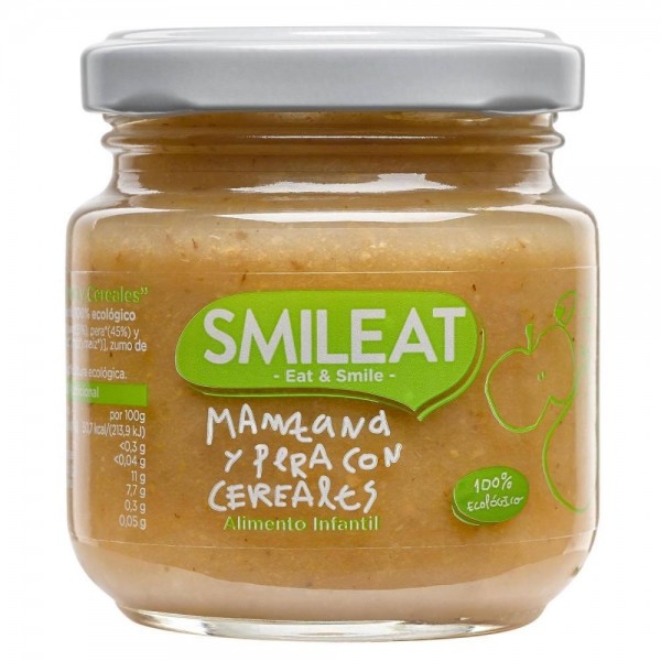 smileat tarrito manzana y pera con cereales 130gr