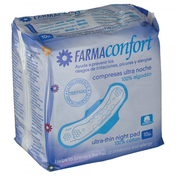 compresas farmaconfort algodon noche alas 10 u