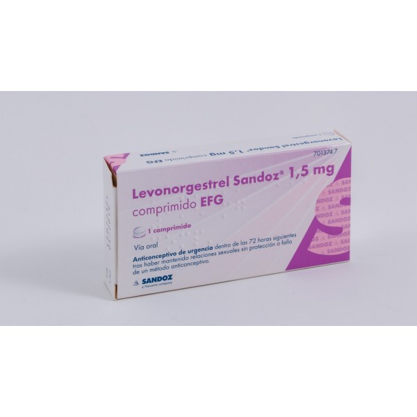 LEVOGESTREL SANDOZ 1,5 MG COMPRIMIDO EFG, 1 comprimido