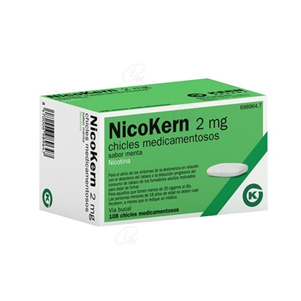 NICOKERN 2 MG CHICLES MEDICAMENTOSOS SABOR MENTA, 108...