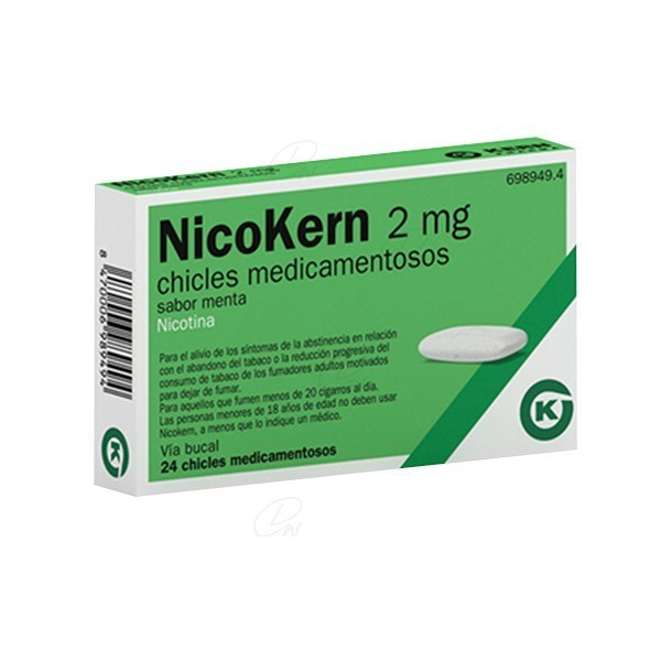 NICOKERN 2 MG CHICLES MEDICAMENTOSOS SABOR MENTA, 24 chicles