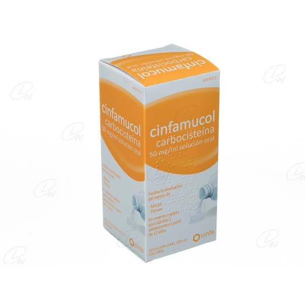 CINFAMUCOL CARBOCISTEÍNA 50 mg/ml SOLUCION ORAL, 1 frasco...