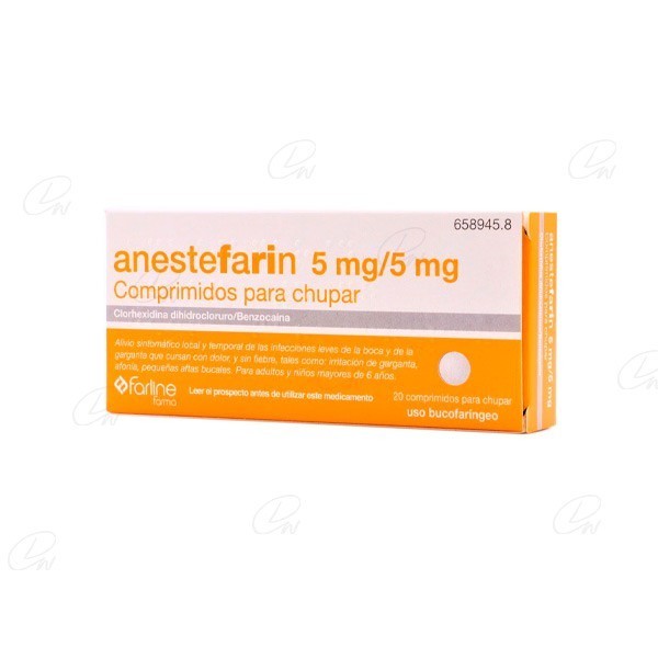 ANESTEFARIN 5 mg/5 mg COMPRIMIDOS PARA CHUPAR, 20...