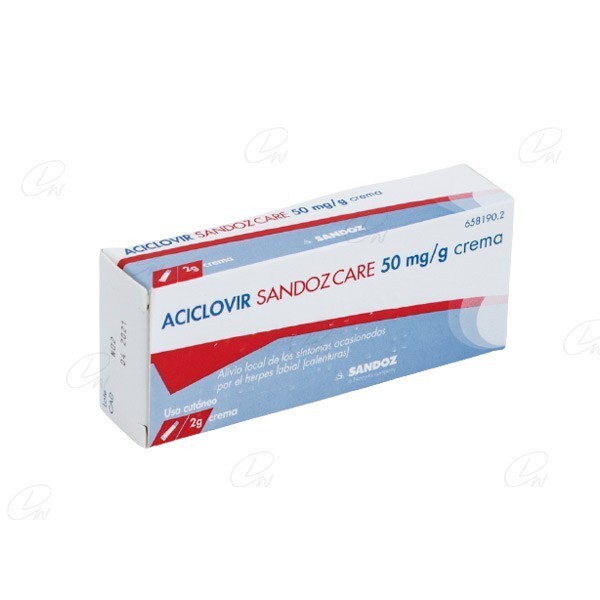 ACICLOVIR SANDOZ 50 MG/G CREMA EFG, 1 tubo de 2 g