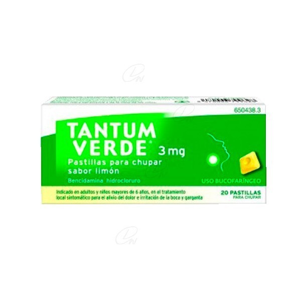 TANTUM VERDE 3 mg PASTILLAS PARA CHUPAR SABOR LIMON, 20...