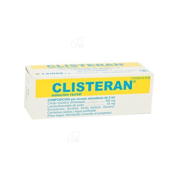 CLISTERAN SOLUCION RECTAL, 1 enema de 5 ml