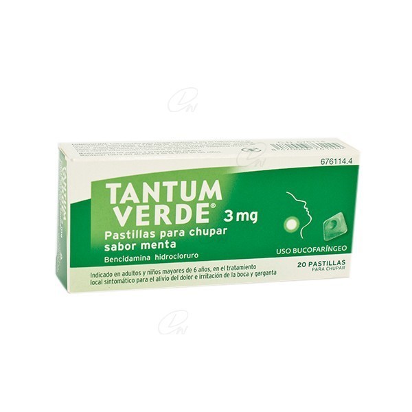 TANTUM VERDE 3 mg PASTILLAS PARA CHUPAR SABOR MENTA, 20...