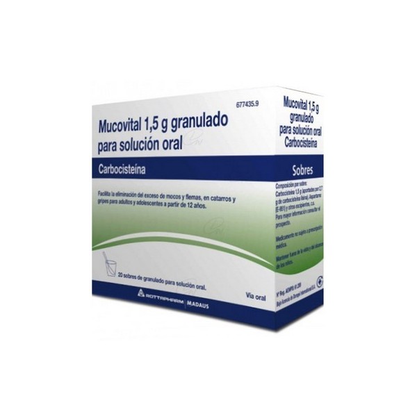 MUCOVITAL 1,5 GRANULADO PARA SOLUCION ORAL, 20 sobres